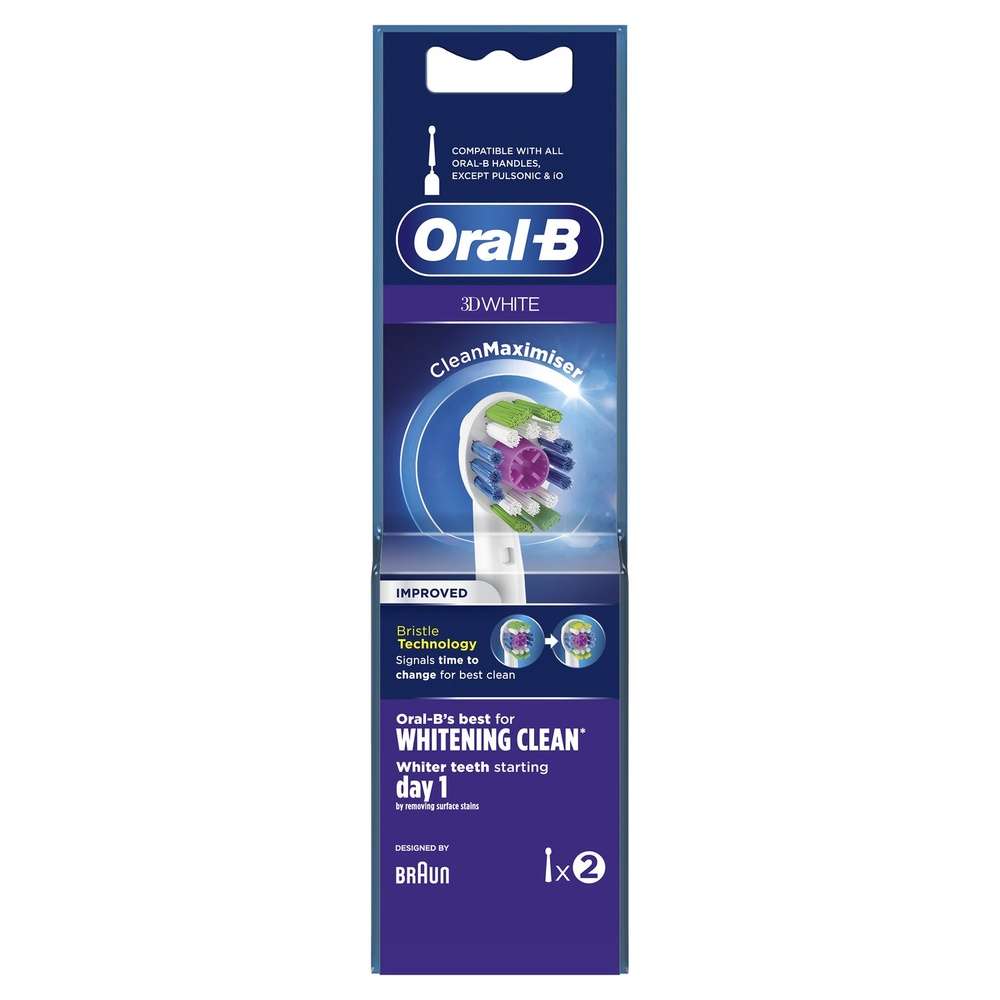 oral-b Oral-B 3D White Brossette Avec CleanMaximiser, 2 Brossettes De Rechange