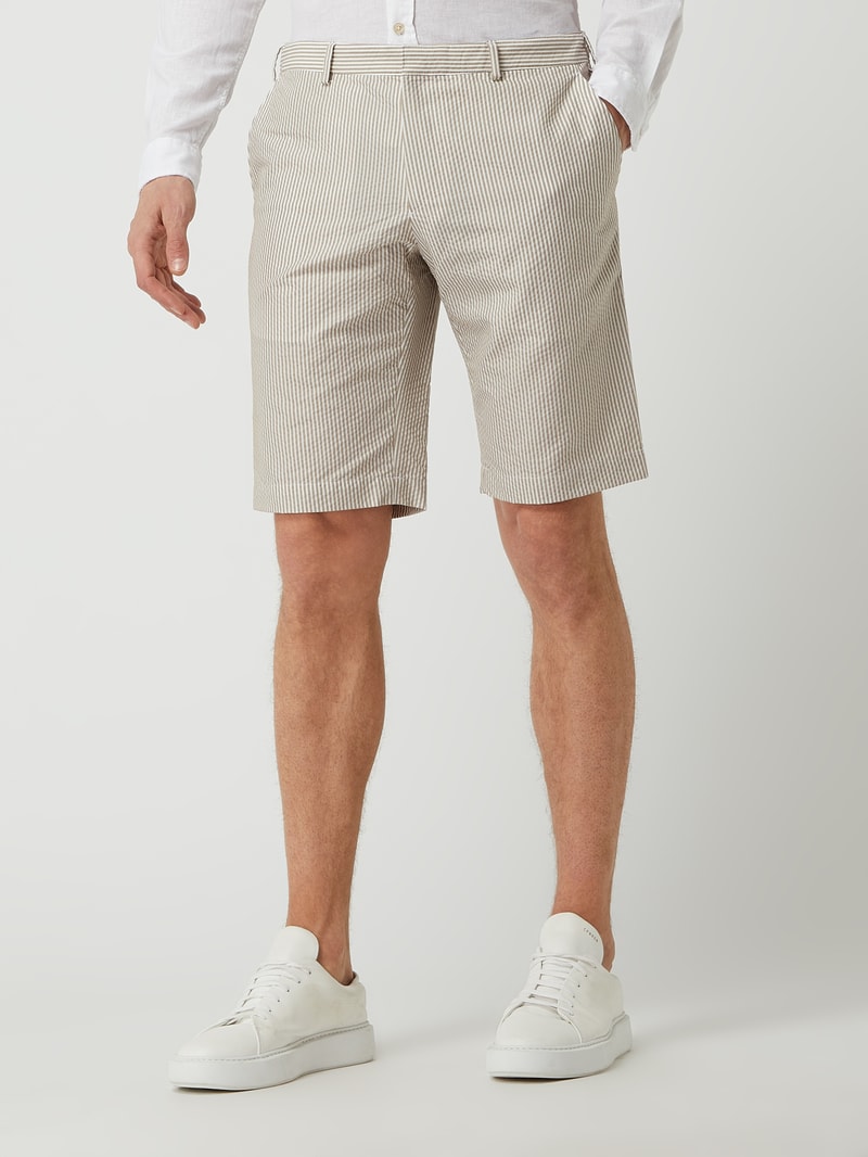 Slim Fit Chino-Shorts aus Seersucker in beige