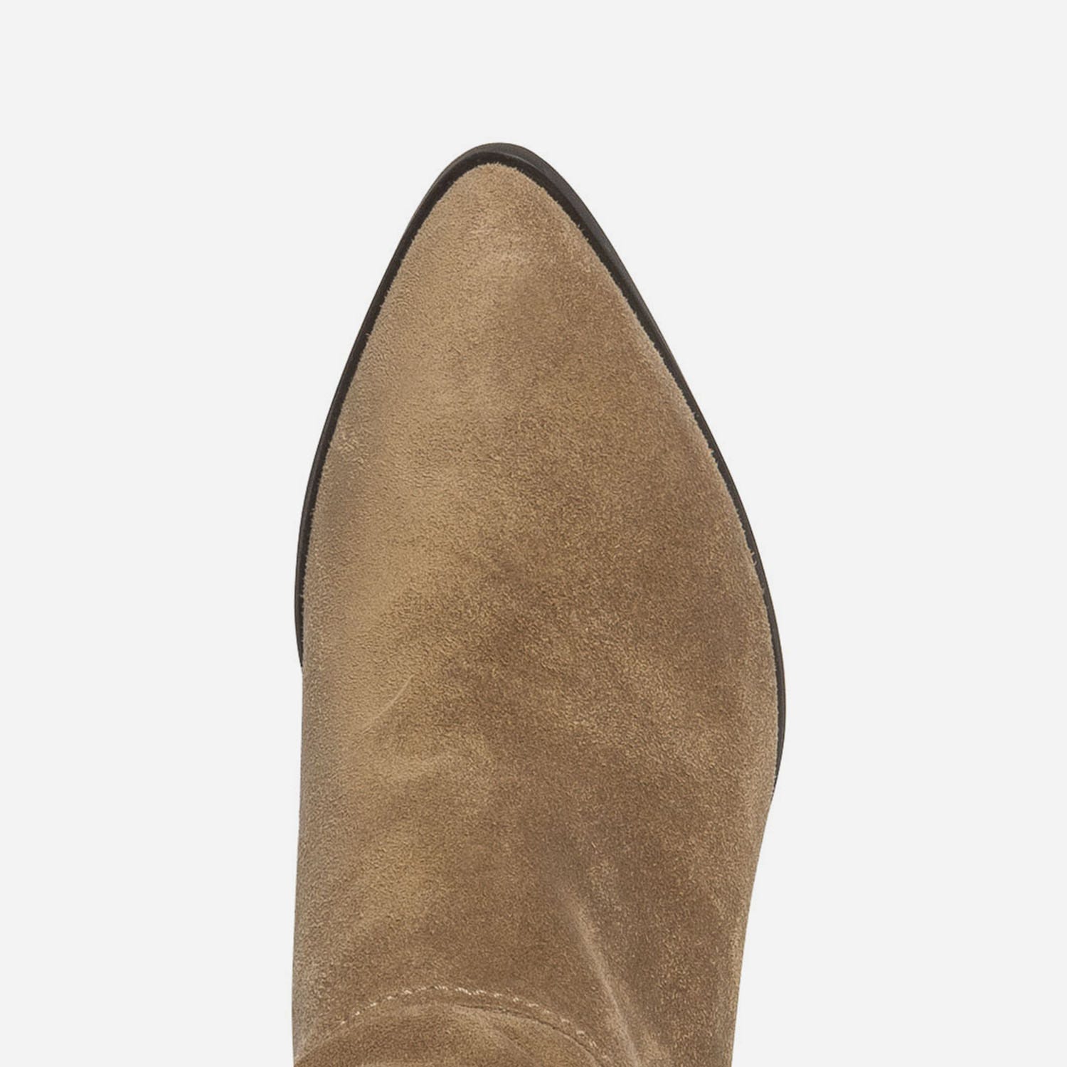 Botte TEXTO taupe en cuir velours éco-conçu à tige plissée