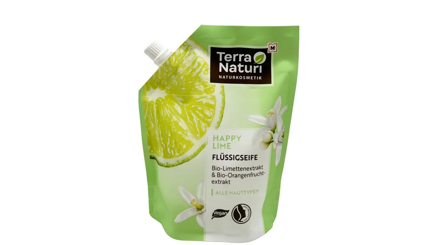 Terra Naturi HAPPY LIME Flüssigseife Bio-Limettenextrakt & Bio-Orangenfruchtextrakt Nachfüllung 500 ml