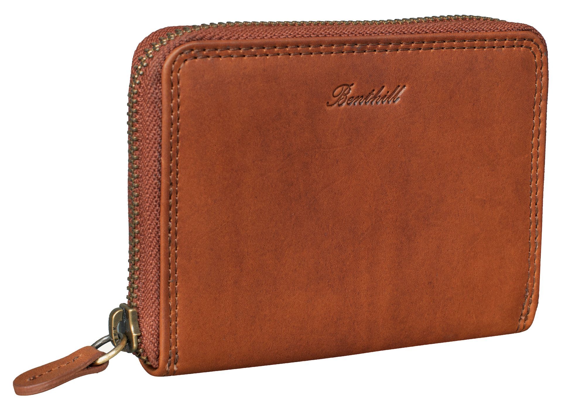 Benthill Geldbörse Klein Leder Mini Geldbeutel Damen RFID Portmonee Slim Portemonnaie, RFID-Schutz Kartenfächer Münzfach Reißverschlussfach