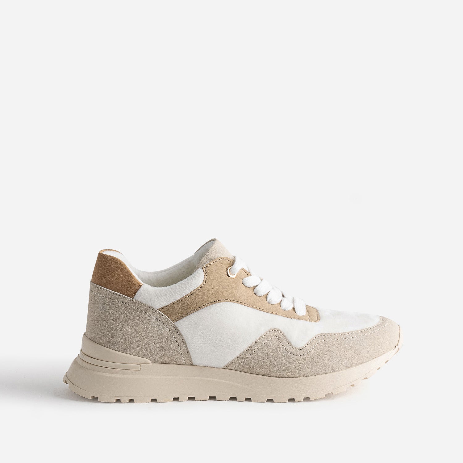 Tennis TEXTO blanche, beige et camel