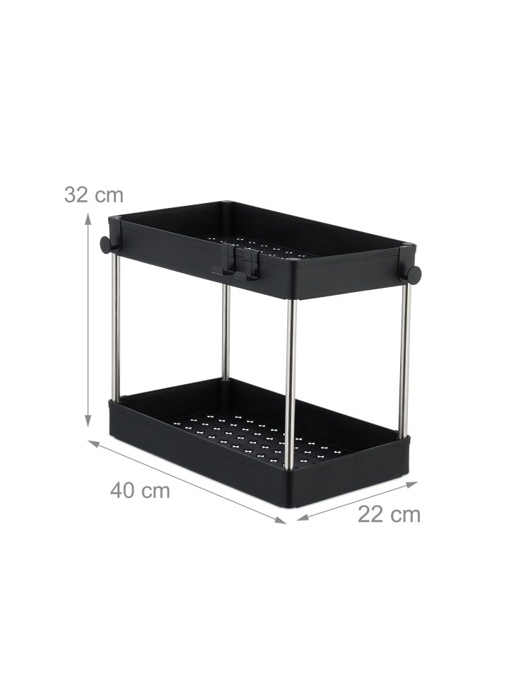 relaxdays 2 x Unter Waschbecken Regal in Schwarz - (B)40 x (H)32 x (T)22 cm günstig kaufen onesize