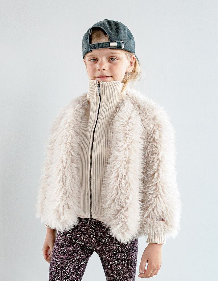 Veste beige bi-matière fille