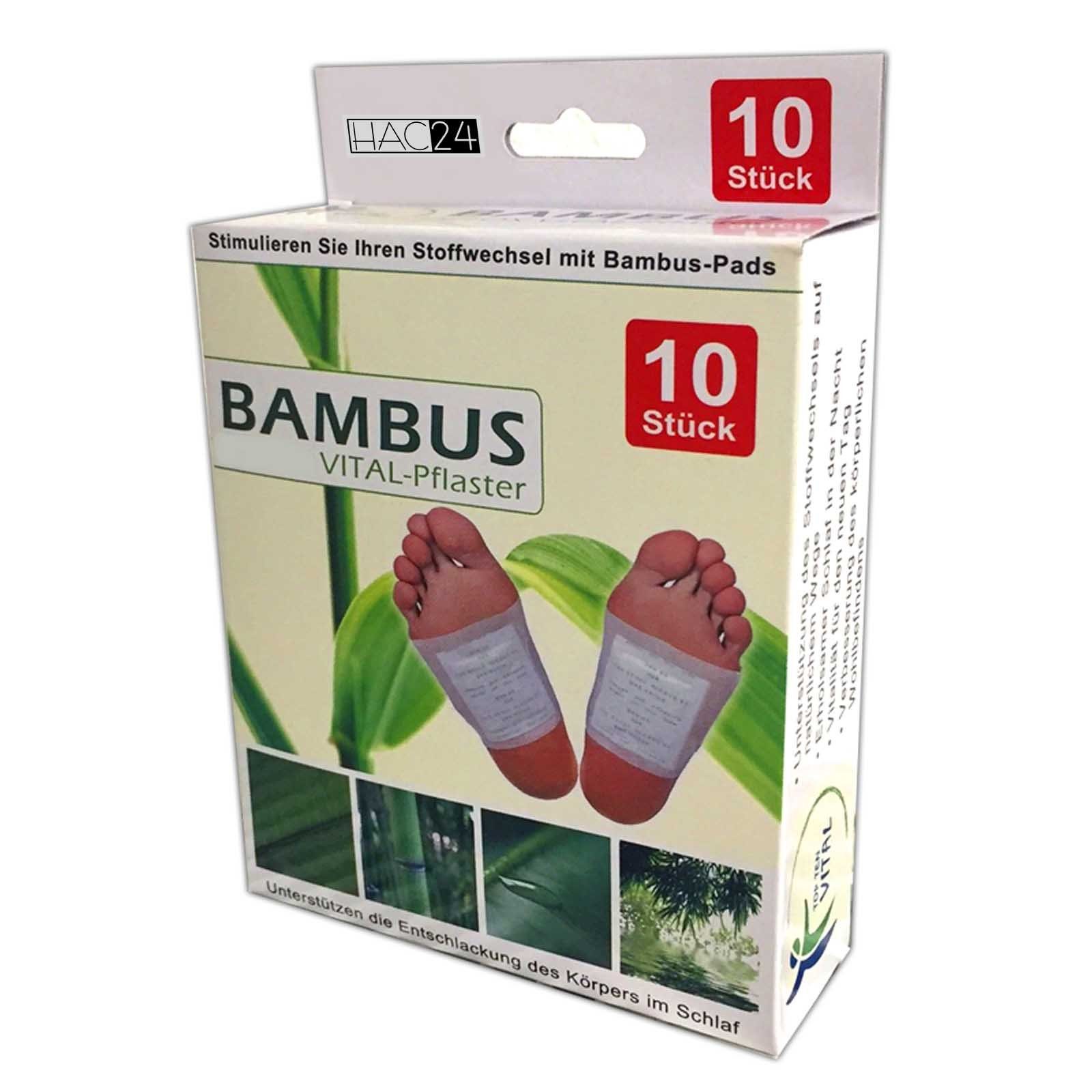 HAC24 Fixierpflaster Bambus Vital Pflaster Fußpads (100 Stück) mit Baumessig und Turmalinpulver