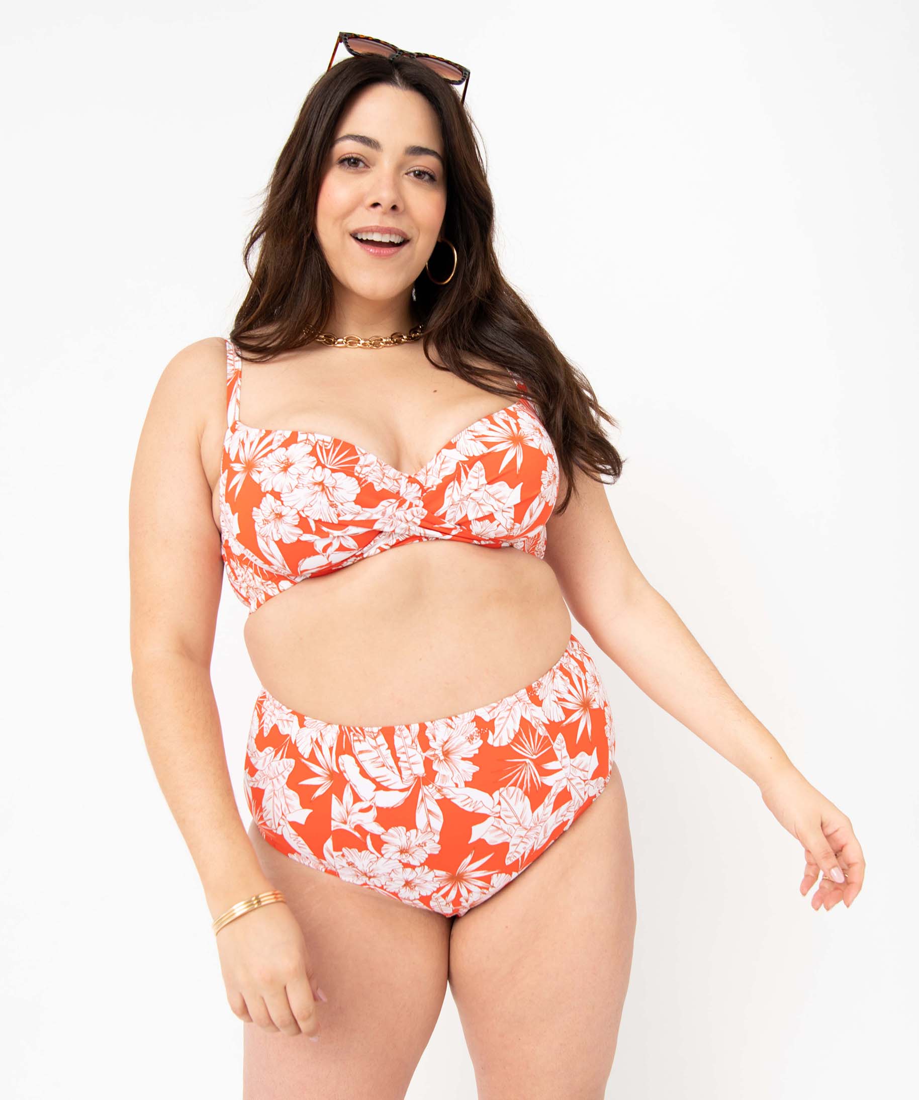 Bas de maillot de bain femme grande taille à taille haute imprime | GEMO