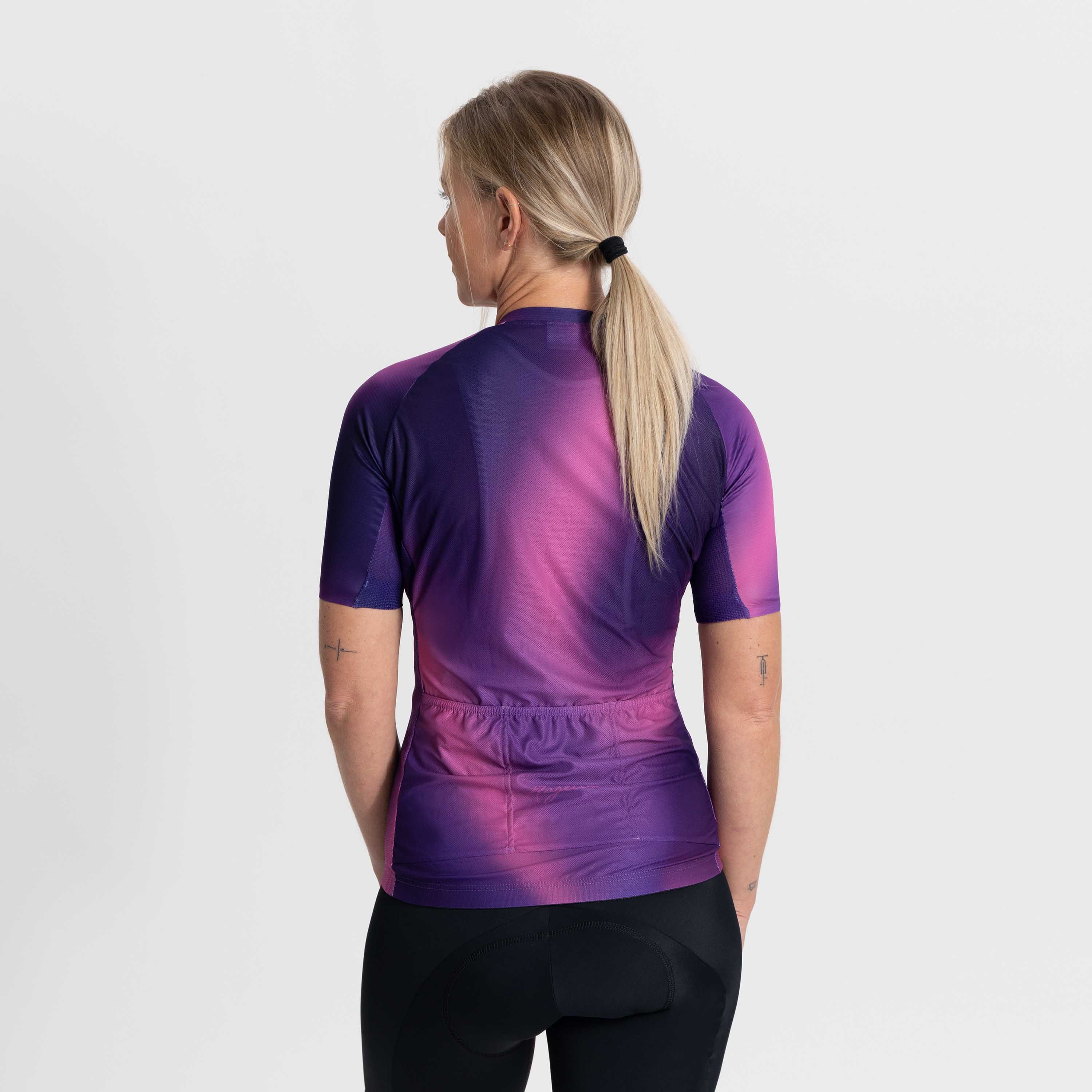 Rogelli Aurora Lila/Rosa Damen Radtrikot Kurzarm
