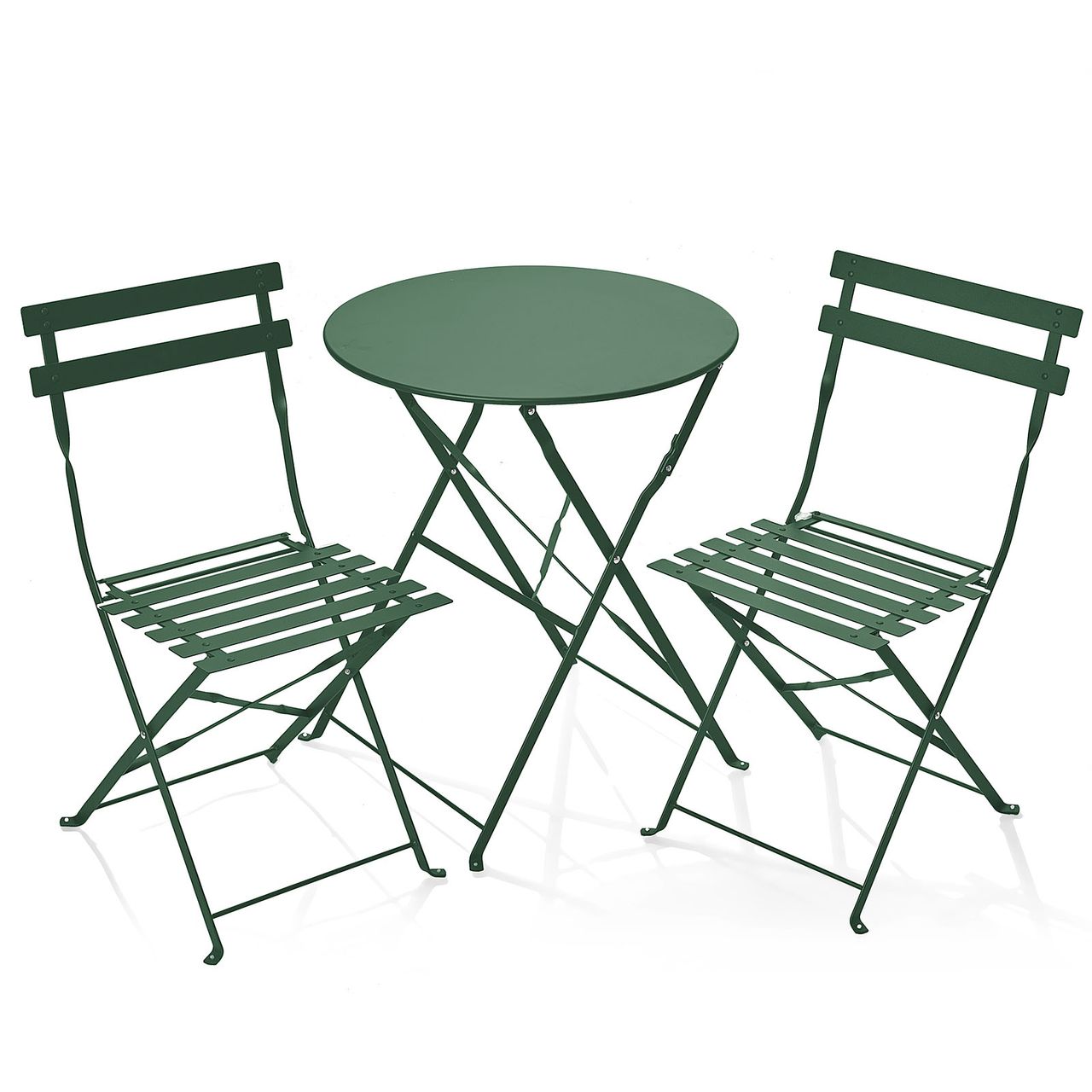 Gartenfreude Bistro Set Metall (2x Stuhl 41 x 45 x 81cm 1xTisch 60 x 60 x 71 cm) dunkelgrün