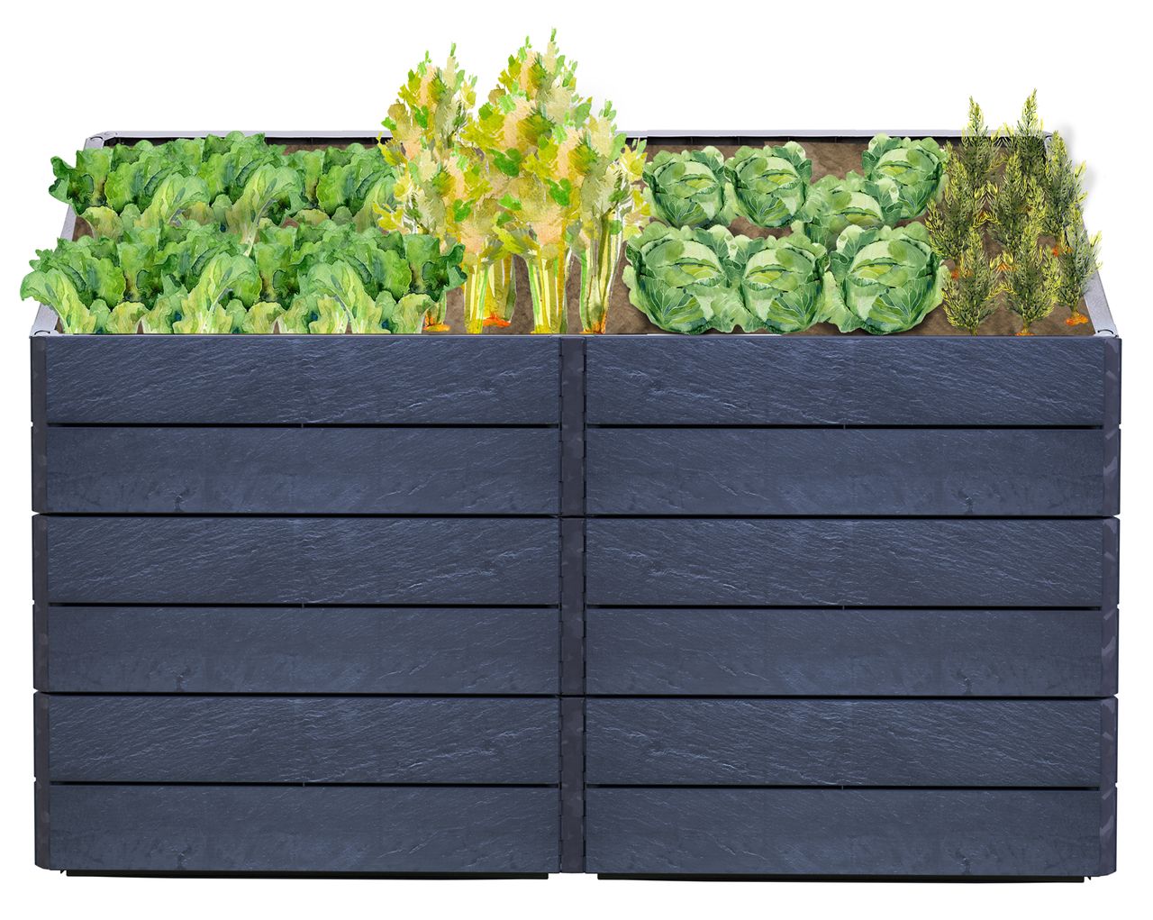Garantia ERGO QUADRO 2 L 75 Hochbeet Stone, inkl. Wassersparsystem
