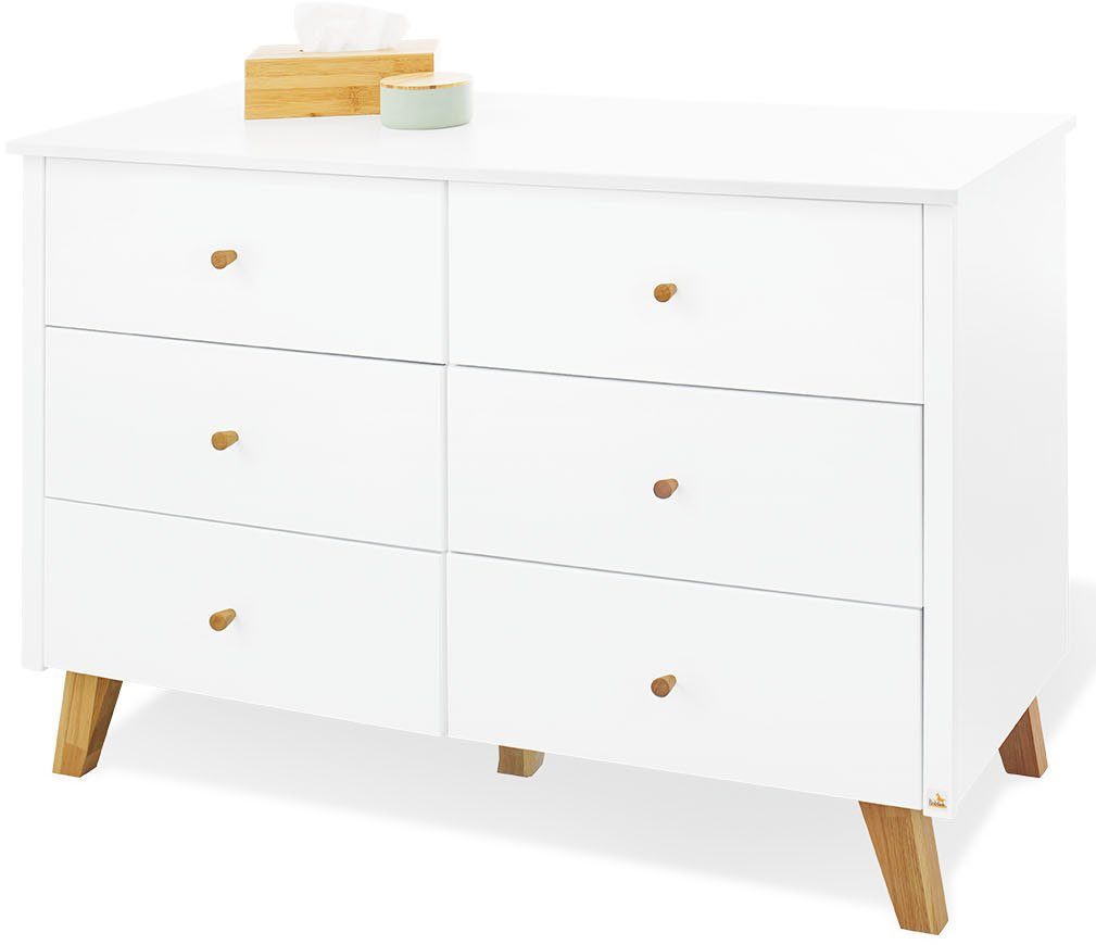 Pinolino® Babyzimmer-Komplettset Hilda & Pan, (Set, 4-St., Hausbett, Wickelkommode, Kleiderschrank, Wandregal), extrabreit; Hausbett, Wickelkommode, 2-trg. Kleiderschrank & Wandregal