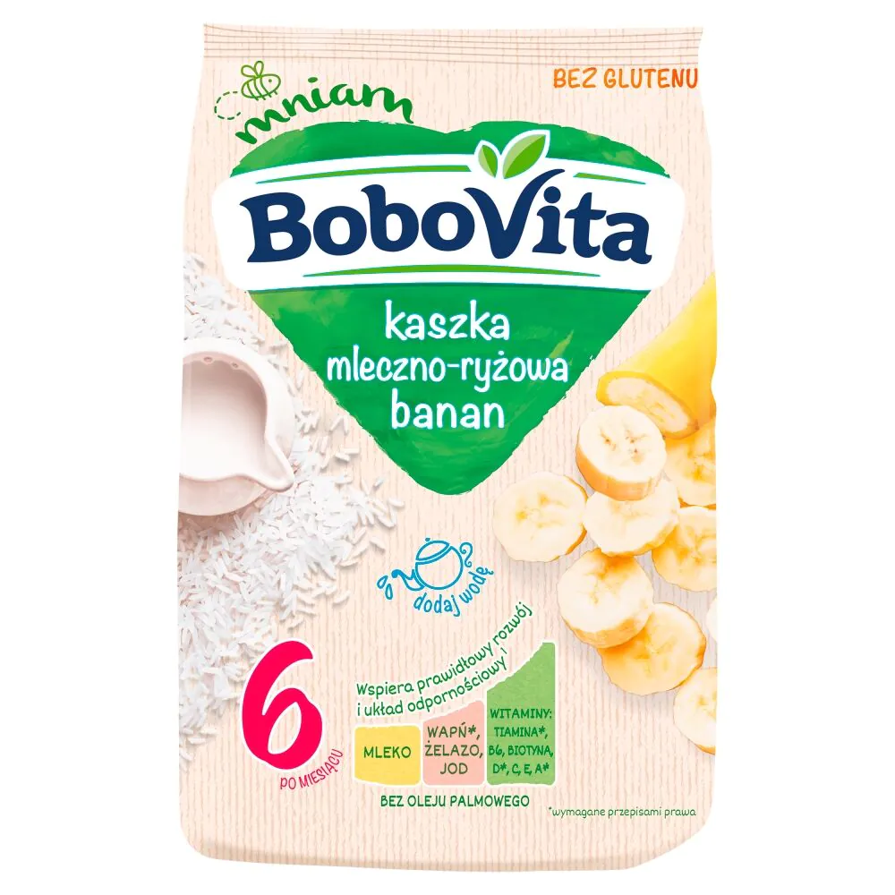 Bobovita pieno ir ryžių košė su bananais