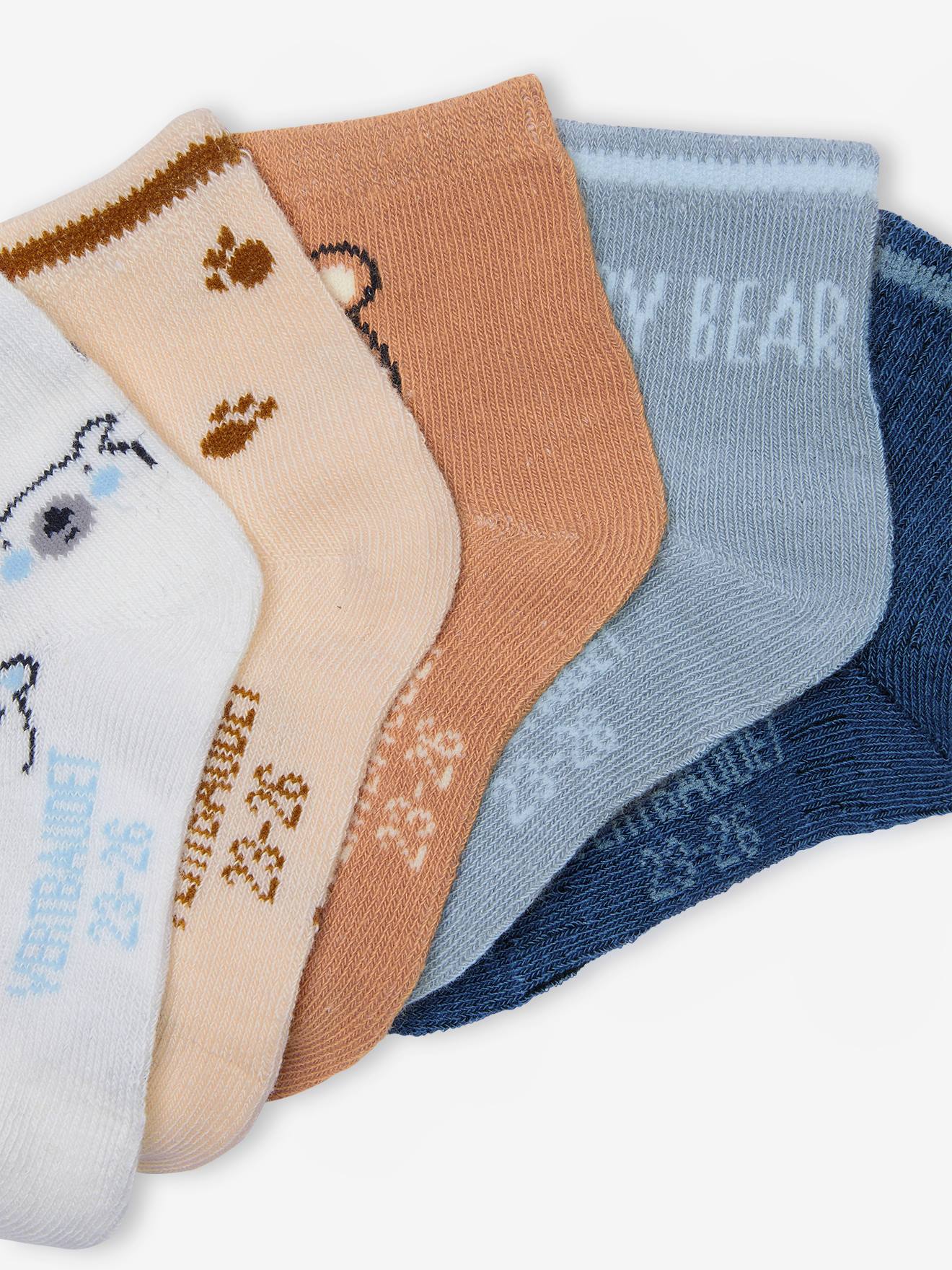 Vertbaudet 5er-Pack Baby Socken mit Bär Oeko-Tex - dunkelbraun
