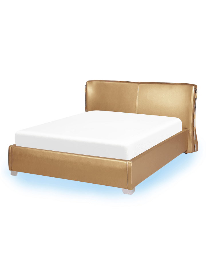 Beliani Doppelbett mit LED PARIS in Gold/Silber - (W) 175 x (H) 83 x (L) 228 cm günstig kaufen onesize