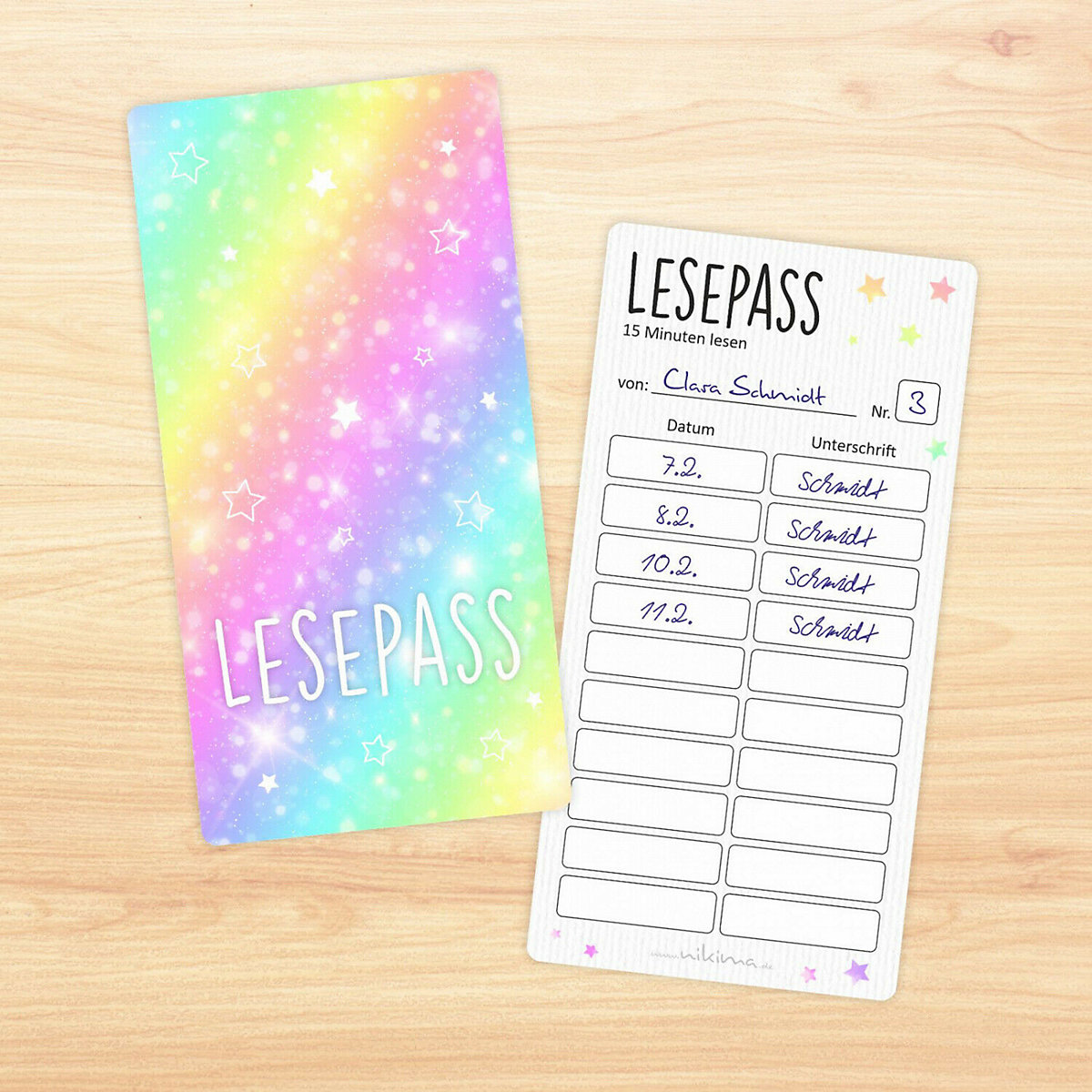 Lesepass Regenbogen Lesezeichen zum lesen üben Grundschule 10-100 Stück Lesezeichen