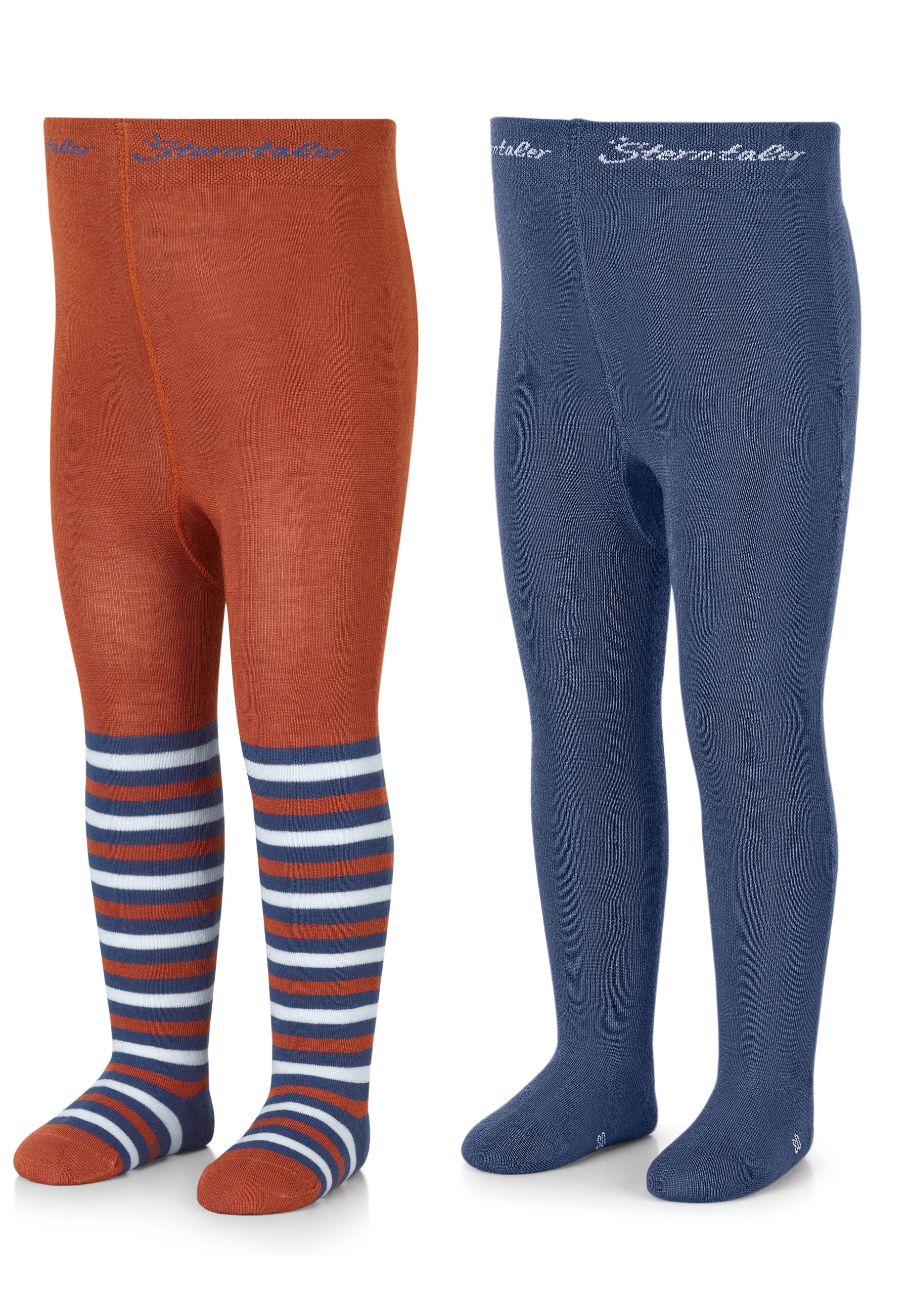 Strumpfhose 2er-Pack, Ringel und uni