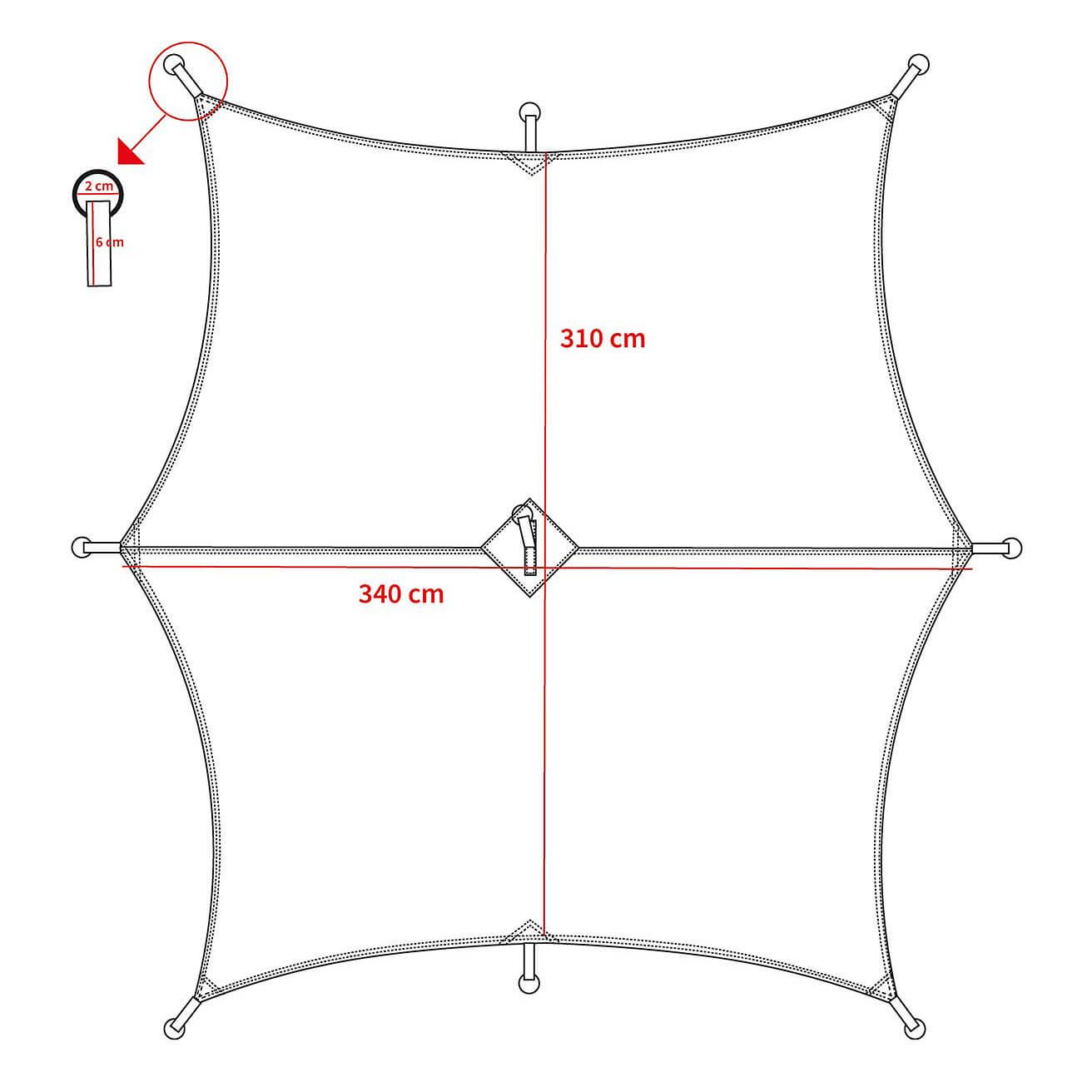Hexagon-Tarp 340 x 310 cm