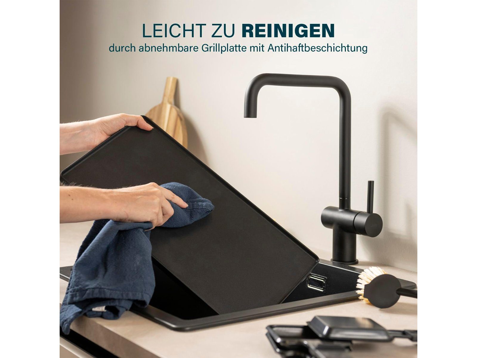 Setpoint Raclette, 8 Raclettepfännchen, 1400 W, großes XL Gerät für 2-8 Personen Tisch-Grill wendbare Platte & Gabeln
