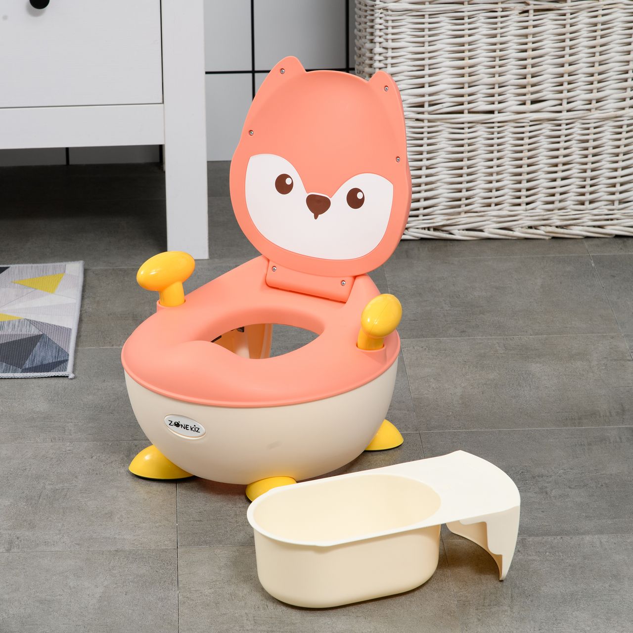 ZONEKIZ Kinder Töpfchen Kindertoilette im Fuchs-Design, Babytöpfchen mit Griff