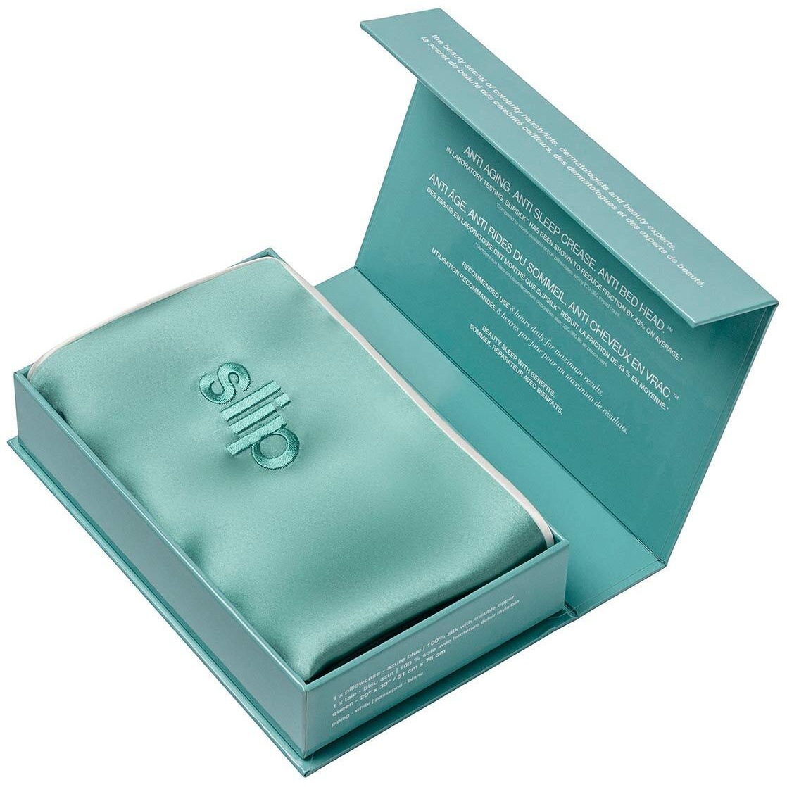 Poszewka na poduszkę Slip Pure Silk Queen w kolorze błękitnym