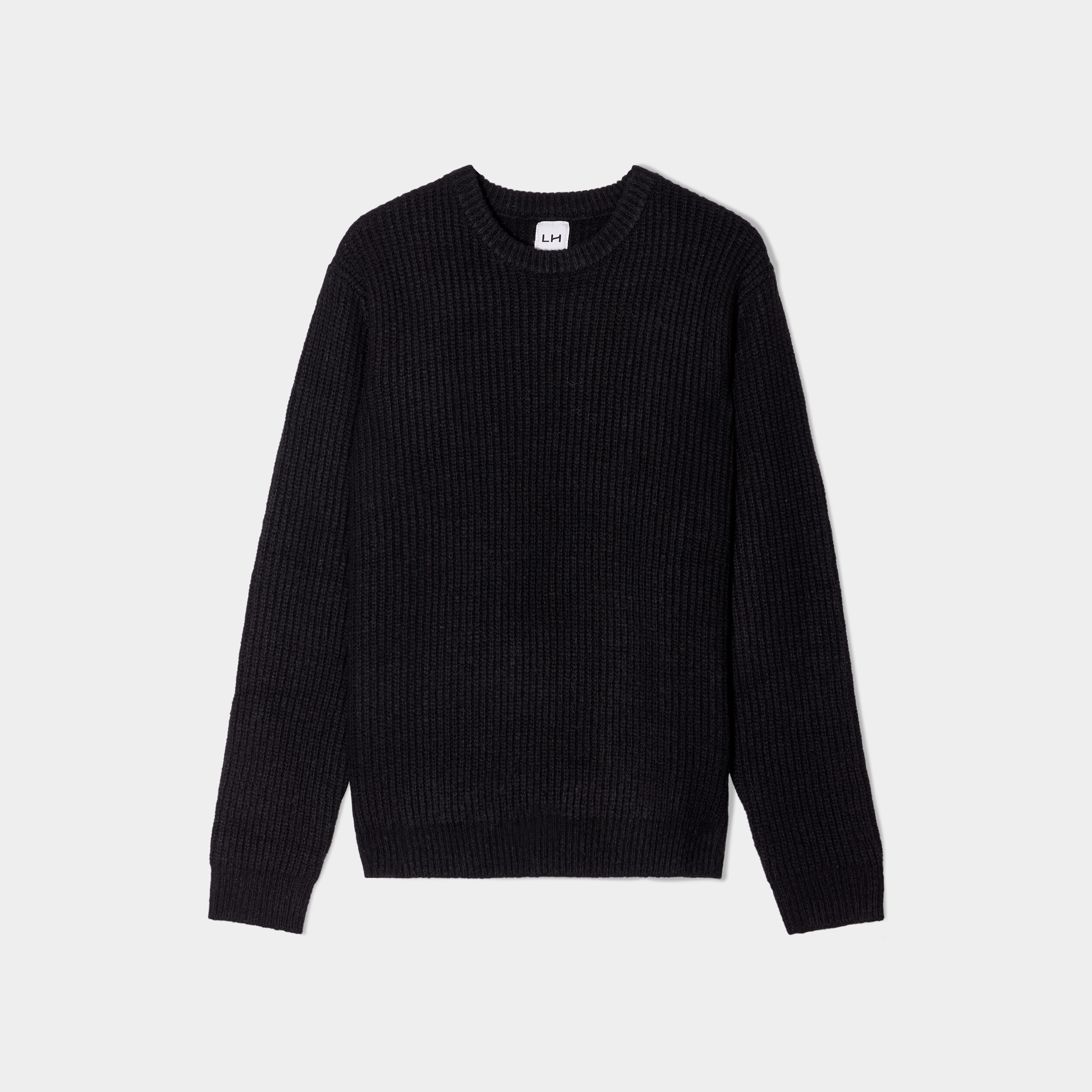 Pull col rond manches longues noir homme | La Halle