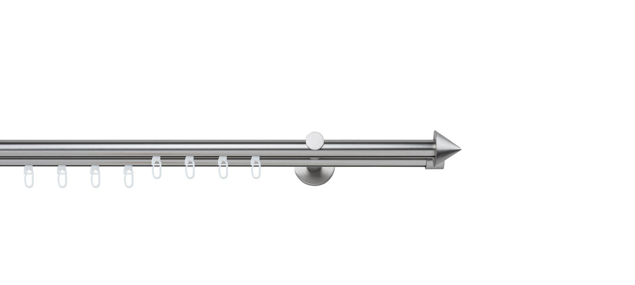 Gardinenstange Profil Wandabstand 12cm Spitze, ondeco, Ø 20 mm, 2 läufig-läufig, Maßanfertigung, Bohren, verschraubt