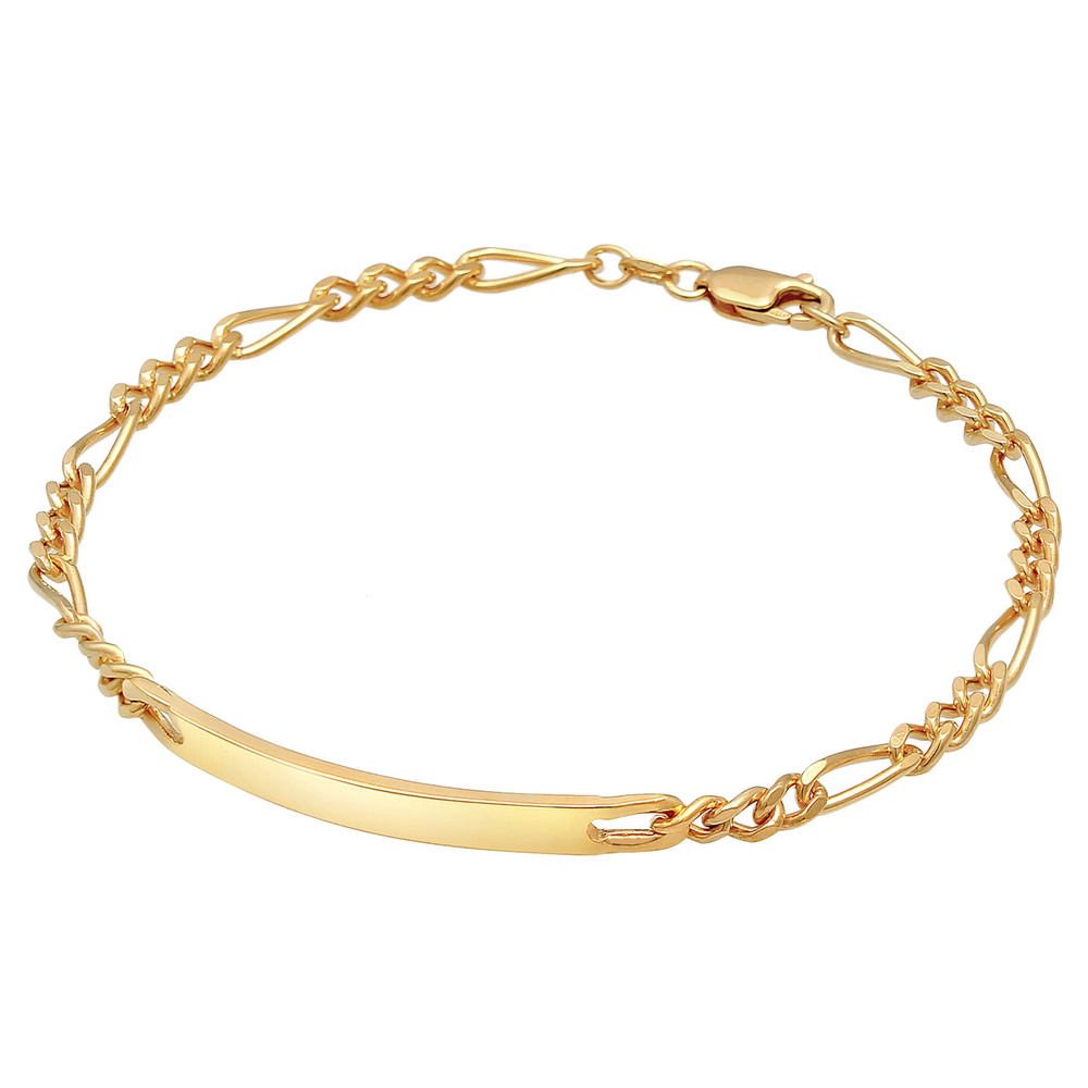 KUZZOI KUZZOI Bracelet Plaque d'identité pour homme Figaro Discreet Classic en argent st Bracelet