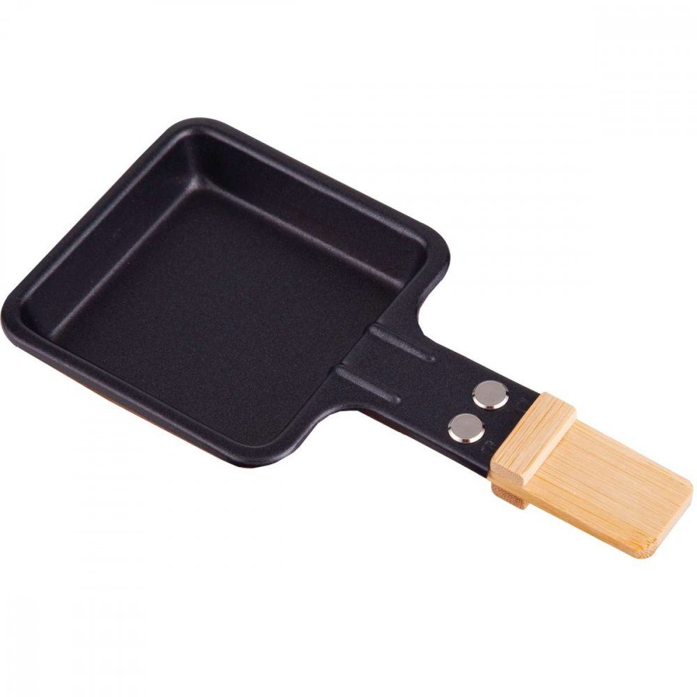Syntrox Raclettepfännchen Syntrox Raclette Pfännchen viereckig mit Bambusgriff 2 Stück