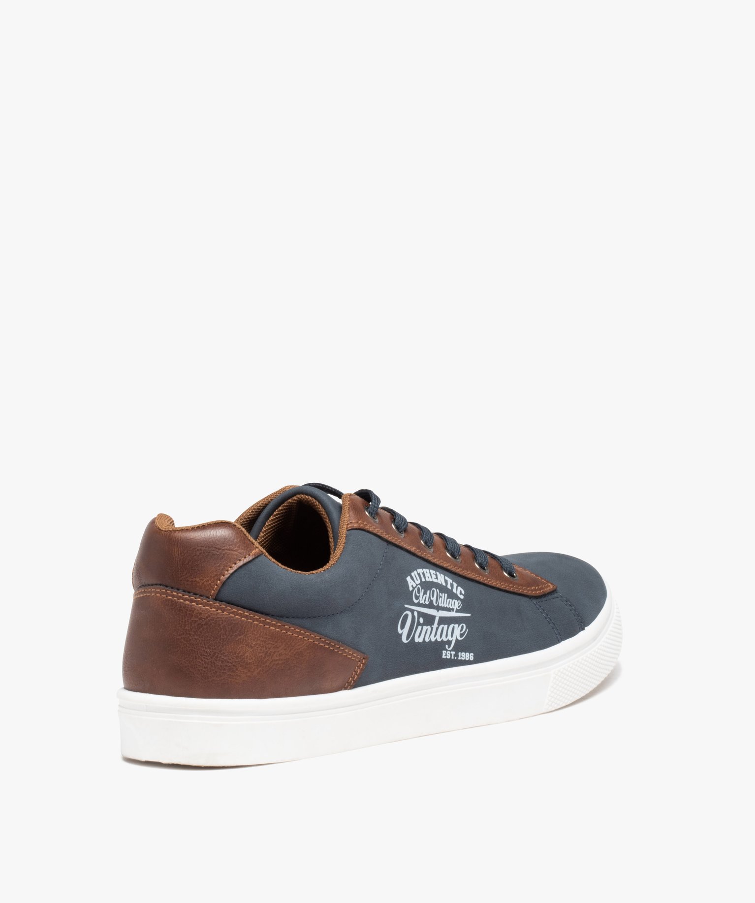 Baskets homme rétro en suédine bicolore marine | GEMO