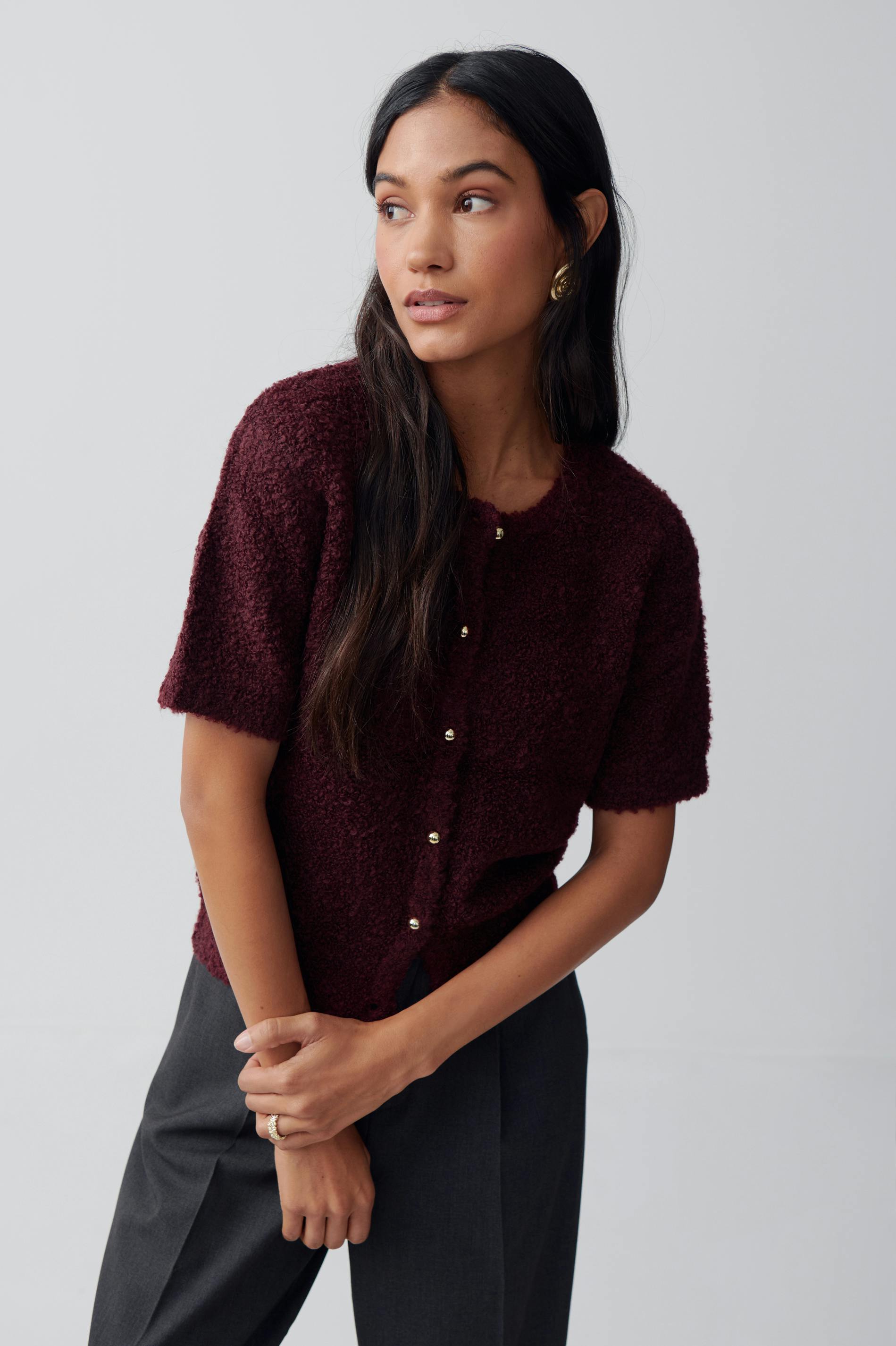 Knitted boucle cardigan