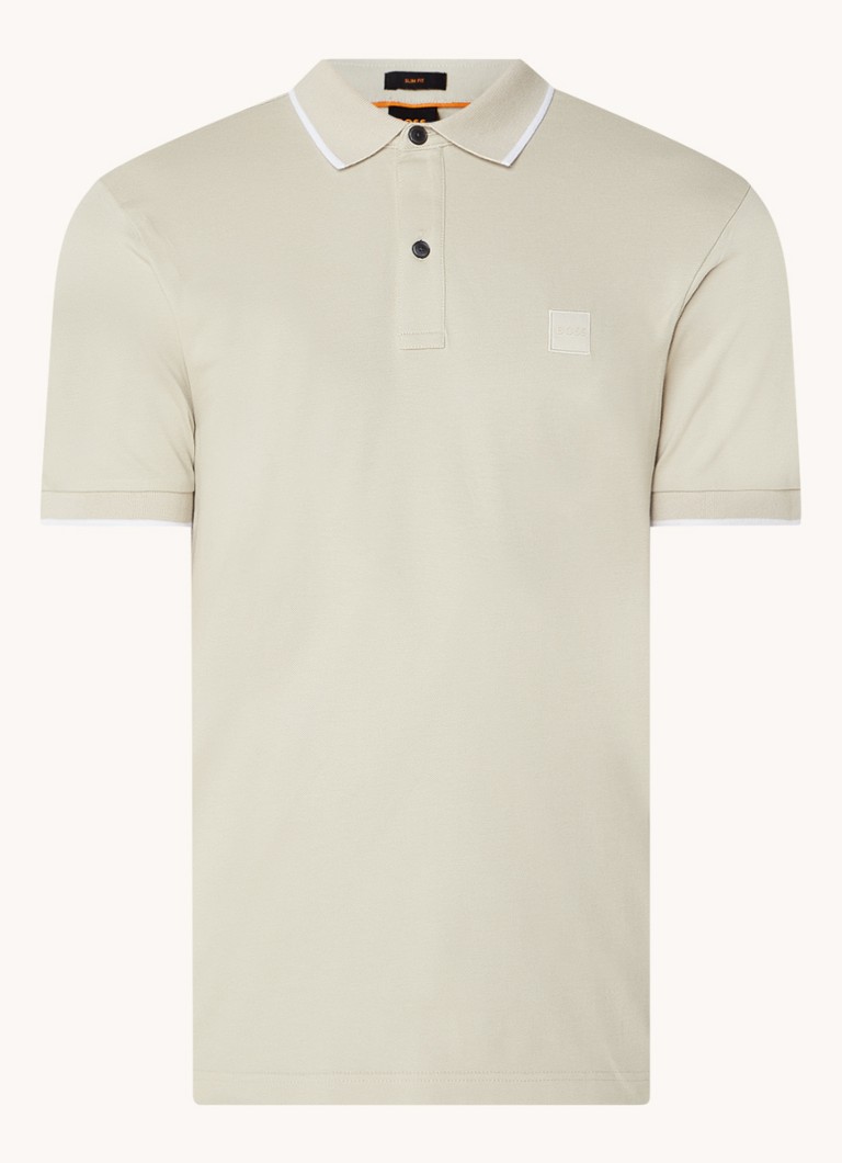Tricou polo HUGO BOSS cu croială slim, cu bottoi și logo din bumbac.