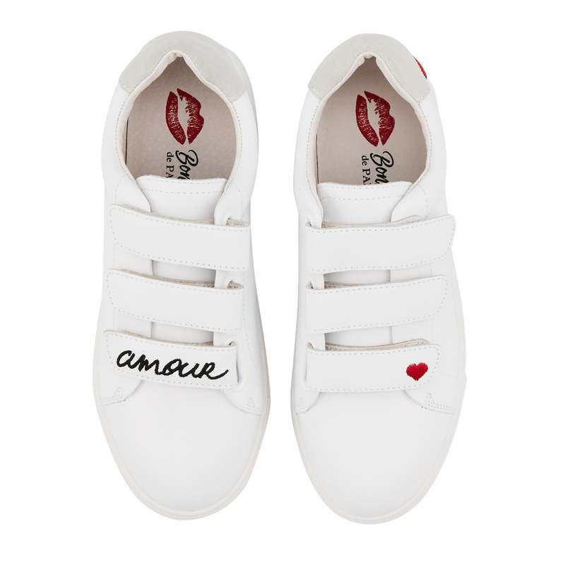 Baskets en cuir Edith amour blanc/noir