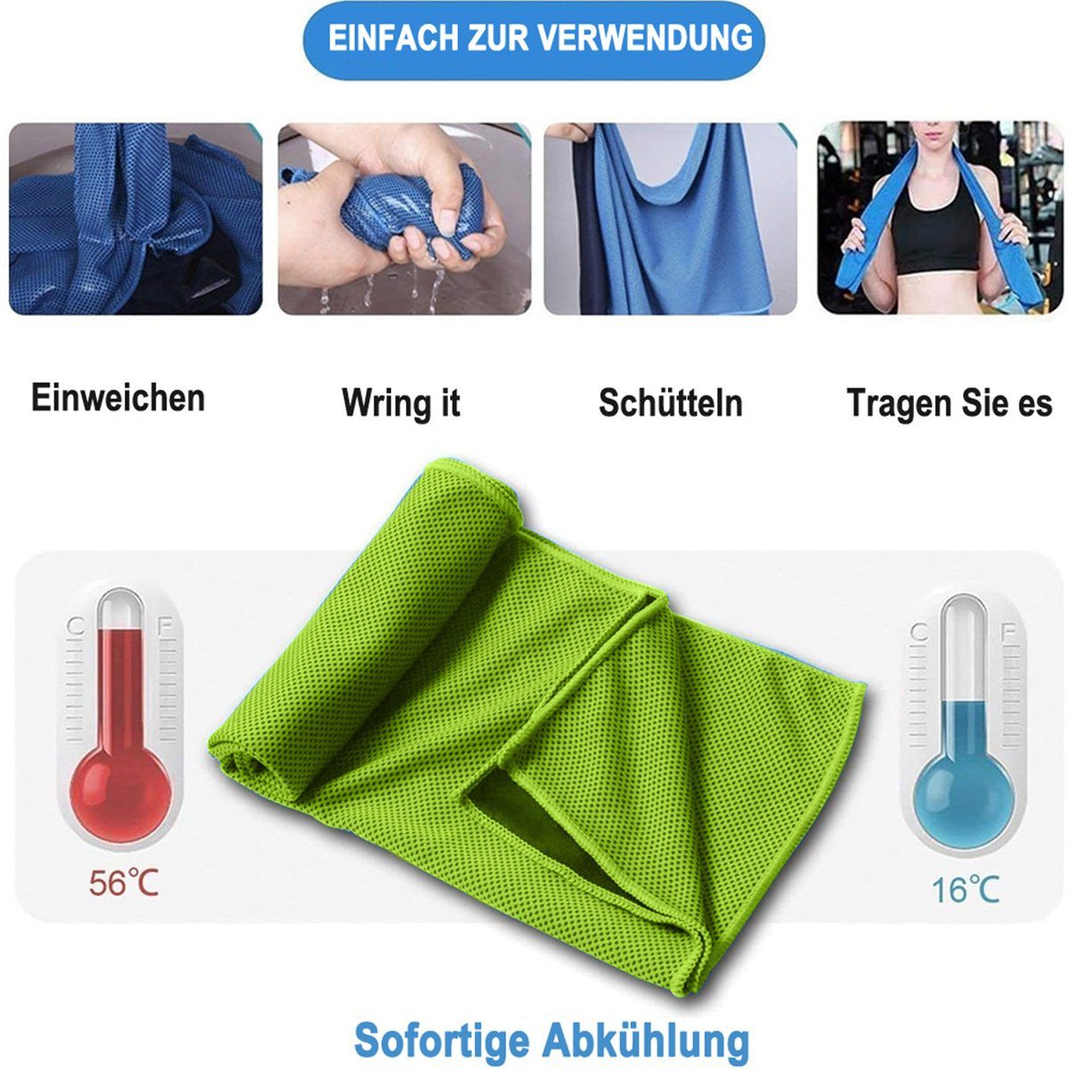 JedBesetzt Sporthandtuch Kühlendes Handtuch perfekt als Mikrofaser Sporthandtuch oder Kühltuch