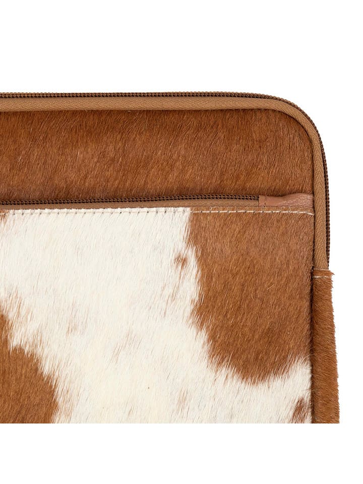 Mars & More Leder-Laptoptasche in Hellbraun/ Weiß - (B)28,5 x (H)39 cm günstig kaufen