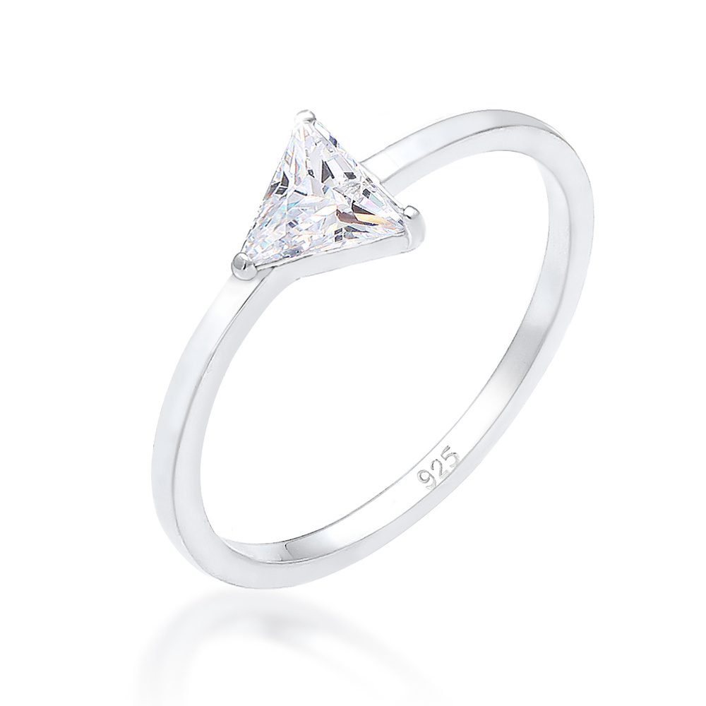 Elli Elli Bague Femme Tendance du Motif du Triangle avec Zircone en Argent Sterling 92 Bague