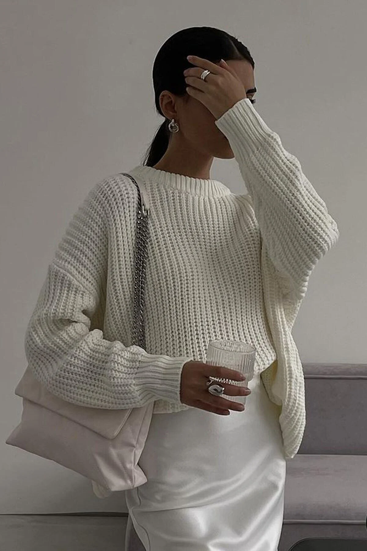 Madmext  Cremefarbener Basic-Pullover mit Rundhalsausschnitt Mg1264