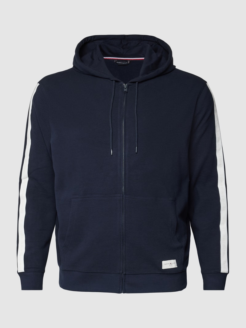 PLUS SIZE Sweatjacke mit Kapuze und Eingrifftaschen in marineblau