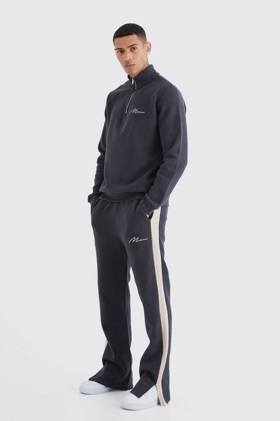 Man Signature Sweatshirt-Trainingsanzug mit 1/4 Reißverschluss