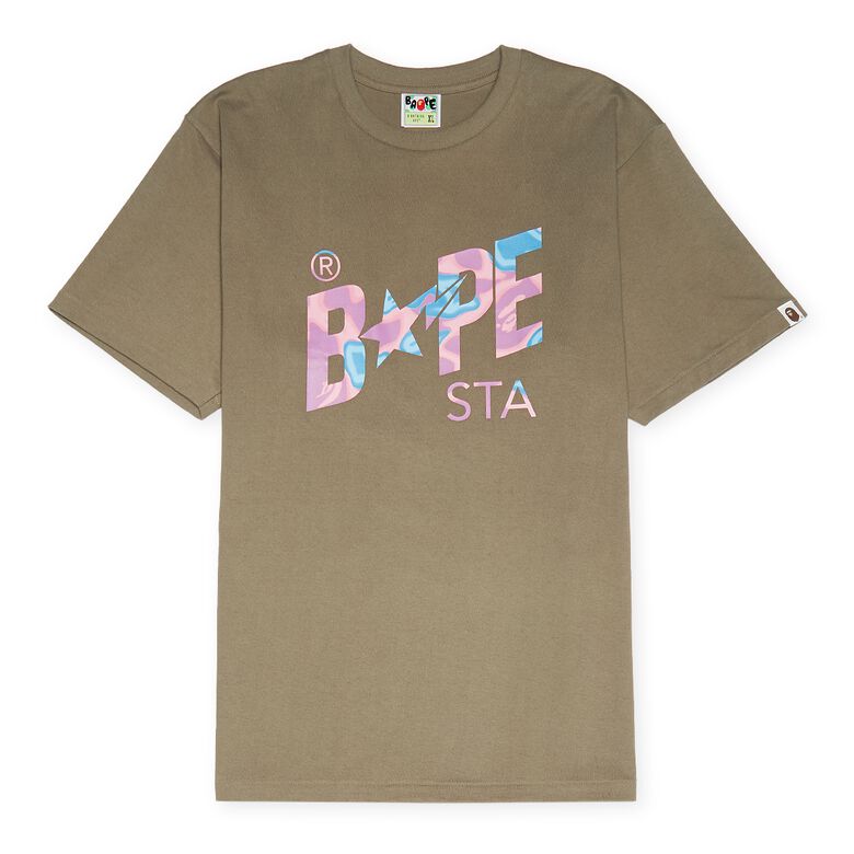 A Bathing Ape Liquid Camo Sta Logo Tee brown
