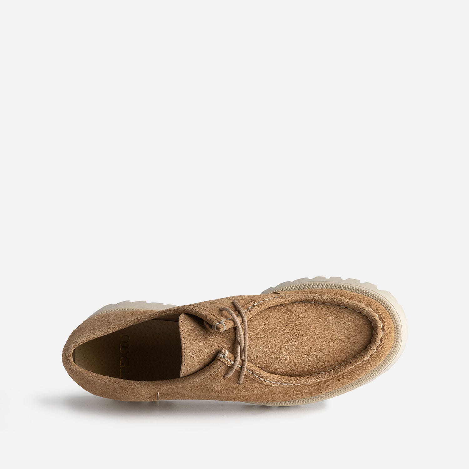 Derby TEXTO beige en cuir velours semelle crantée