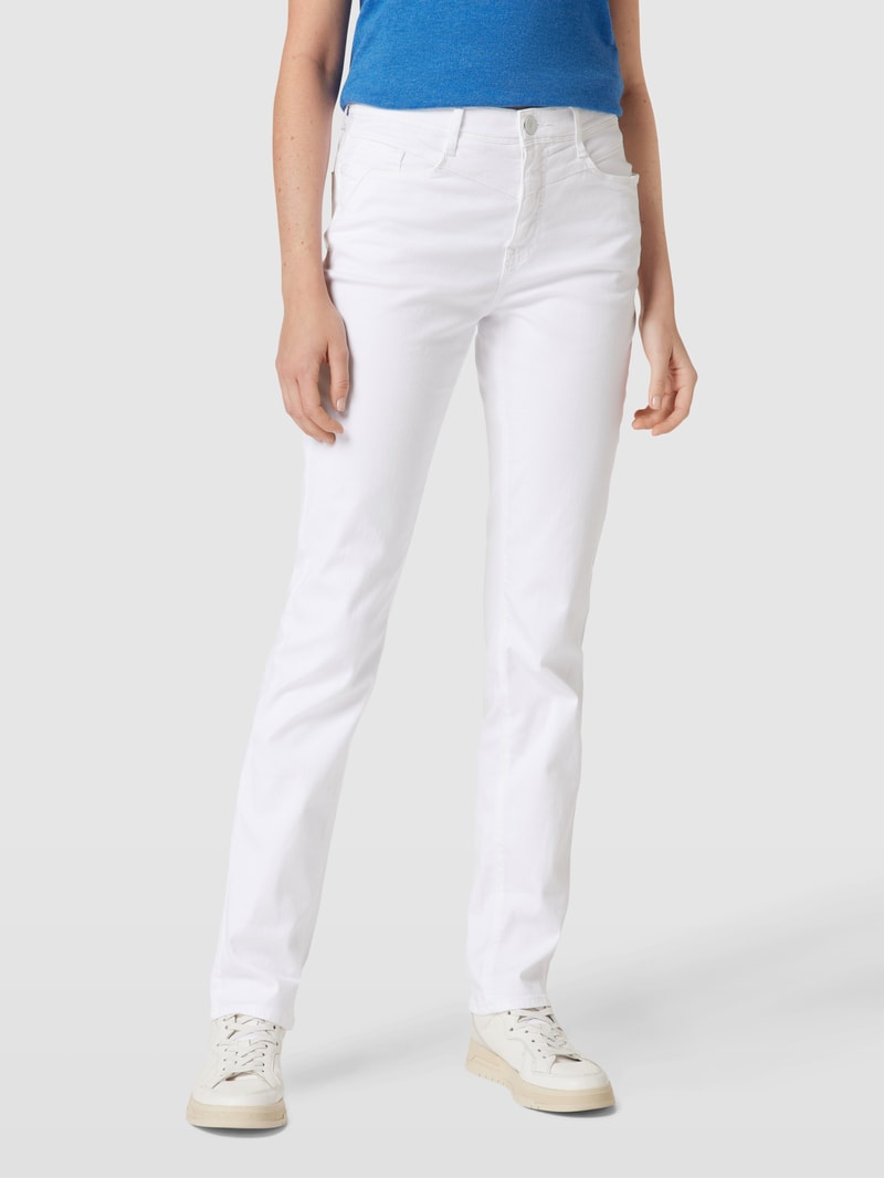Jeans mit Label-Patch Modell 'Mary' in weiß