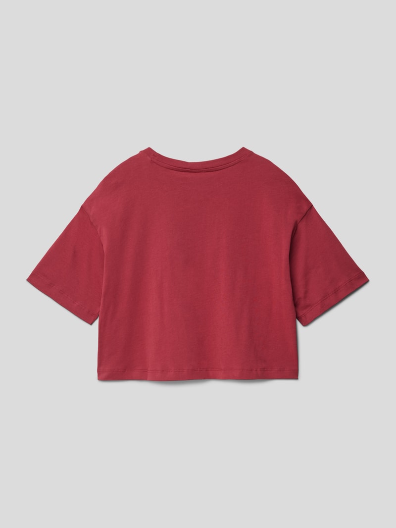 Cropped T-Shirt mit Label-Print in dunkelrot
