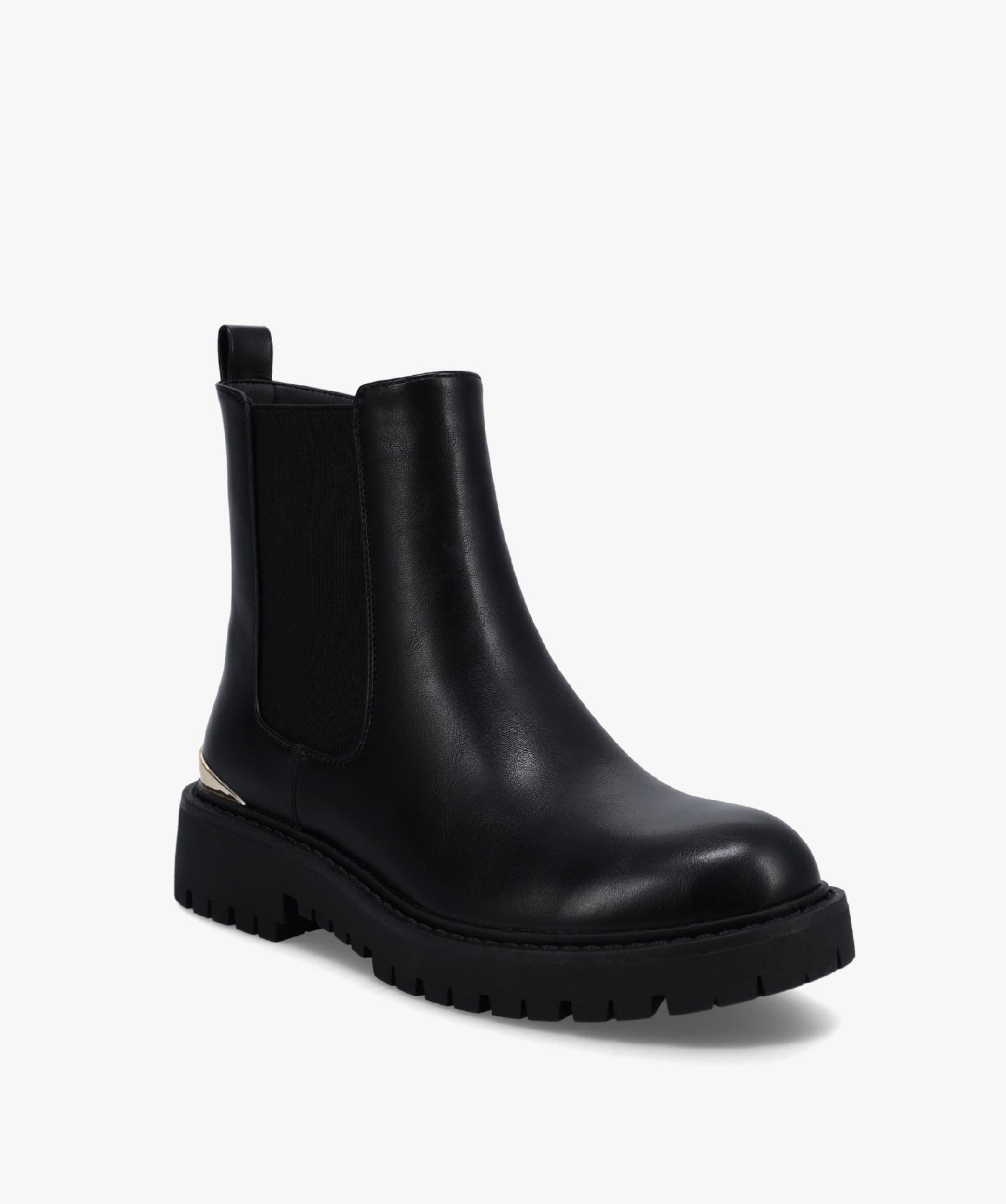 Boots femme style Chelsea crantées avec détail métallisé noir | GEMO