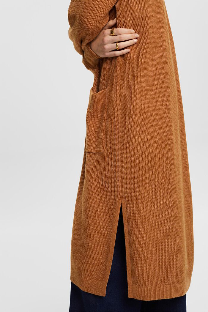Offener, langer Cardigan mit Kapuze