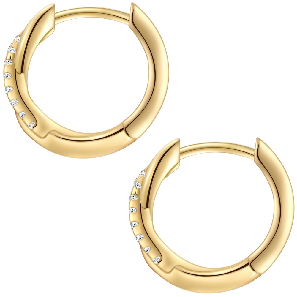 Rafaela Donata Créoles en argent Argent sterling Oxyde de zirconium (CZ) en Or jaune Boucles d'oreilles