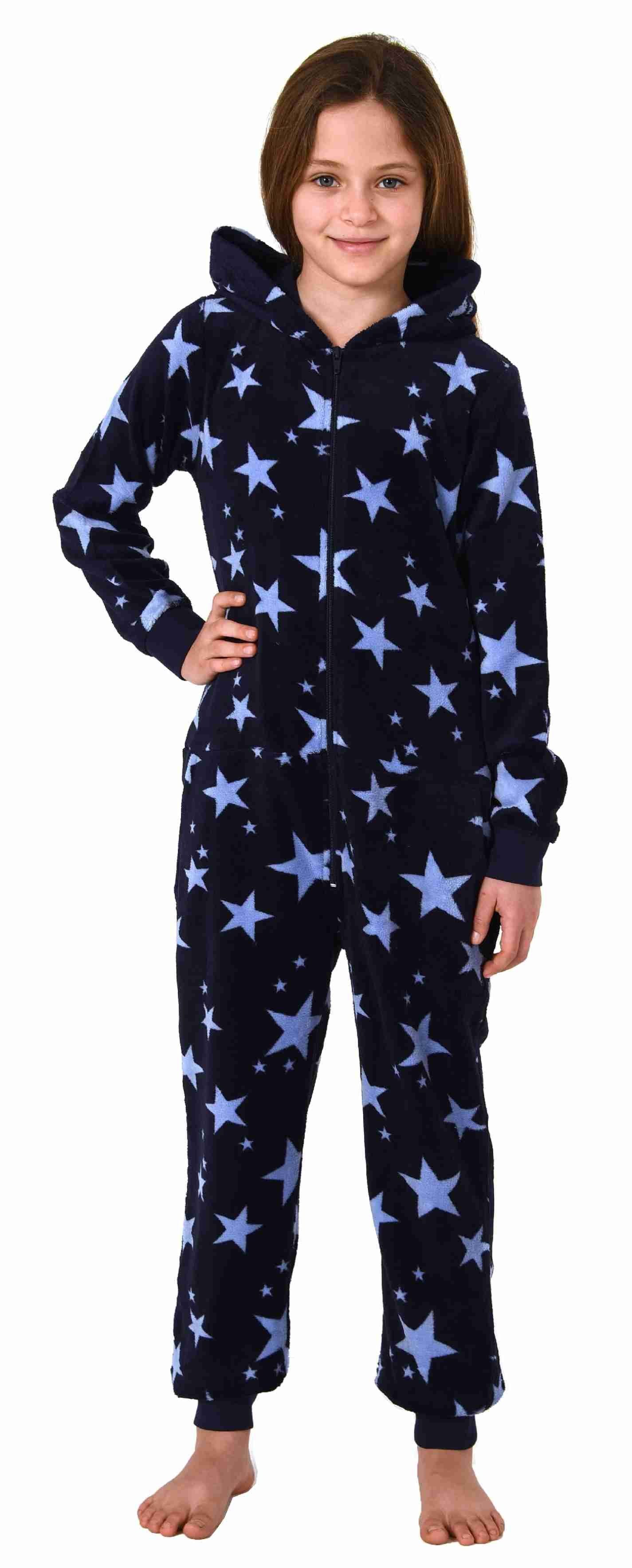 Normann Pyjama Mädchen Jumpsuit Overall Schlafanzug langarm in Sterne Optik