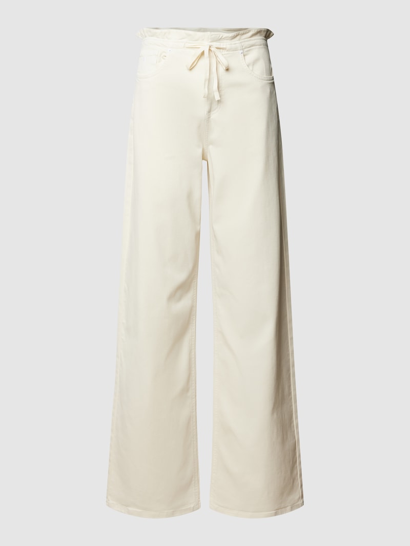 Jeans mit gerafftem Bund in ecru