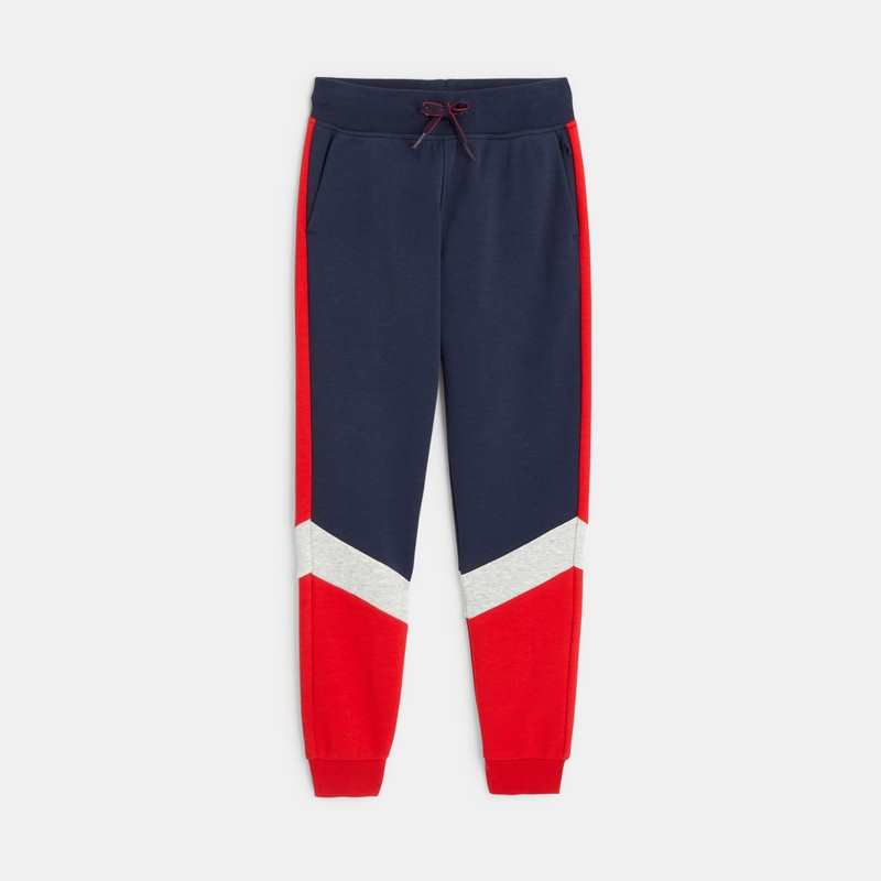 Jogging en molleton colorblock bleu garçon