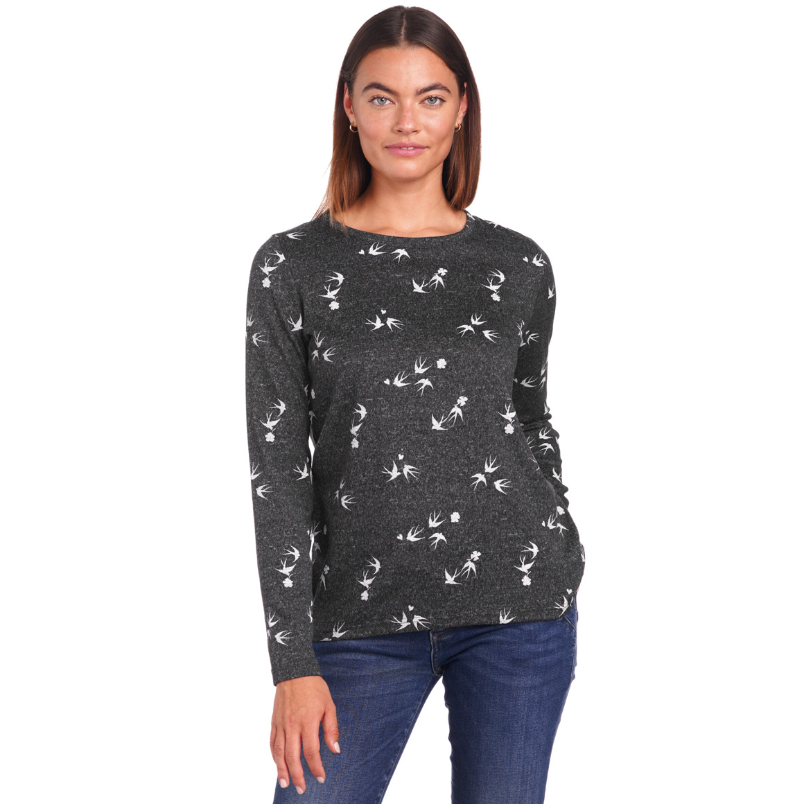 Damen Langarmshirt mit Herz-Allover