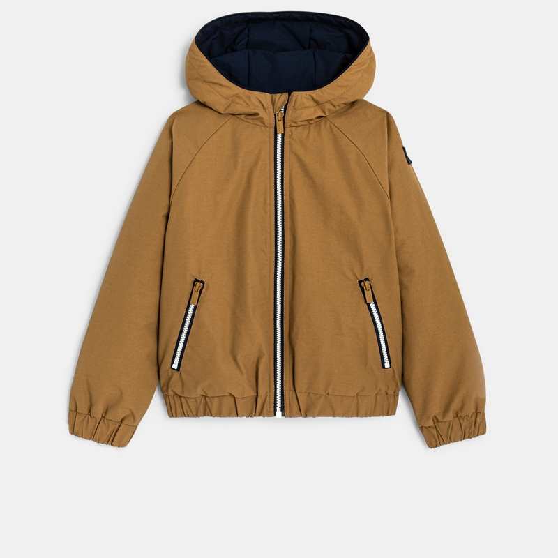 Blouson doublé à capuche marron garçon