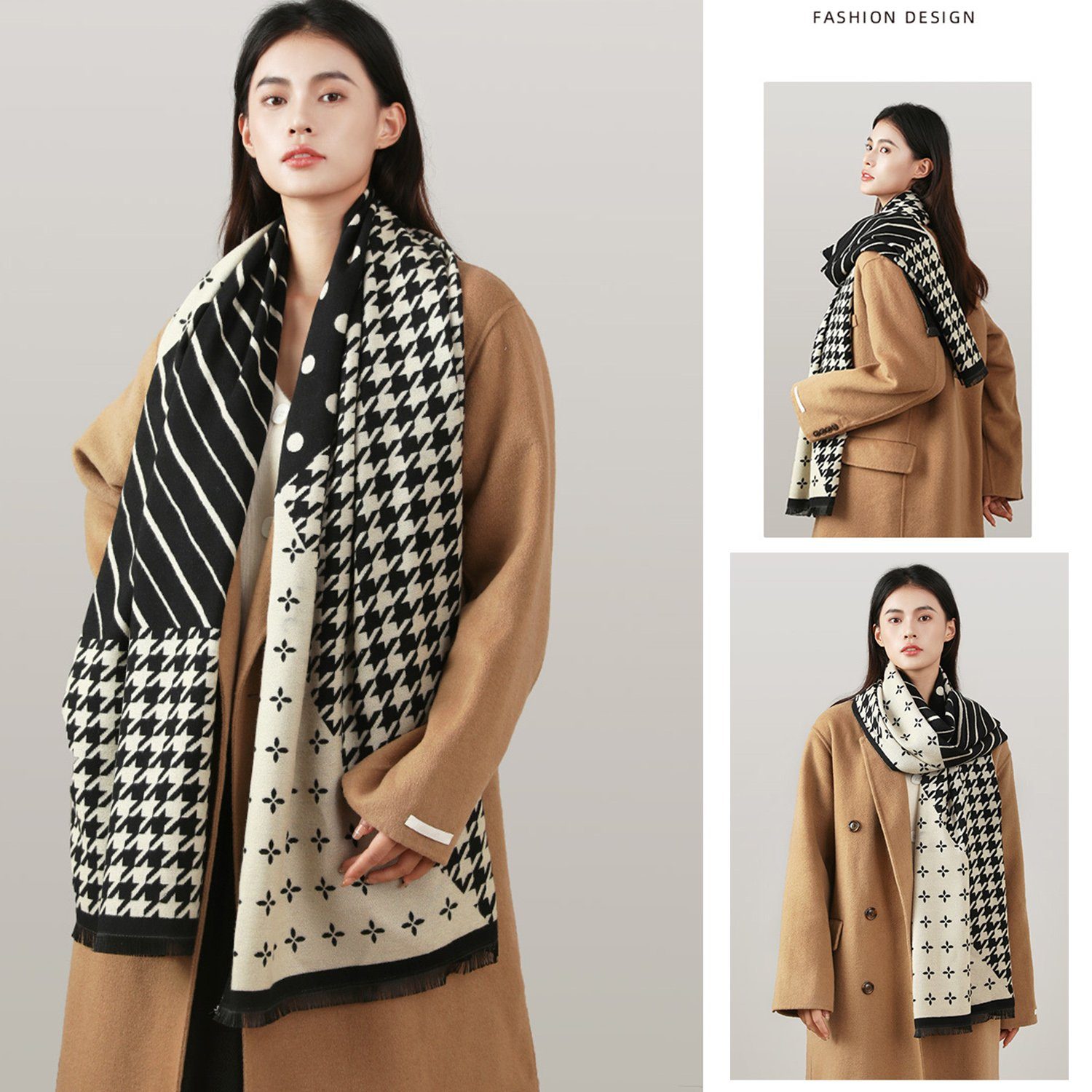 IBETTER Modeschal Damen Schal Poncho XXLSchal Winterschal Modeschal Damen